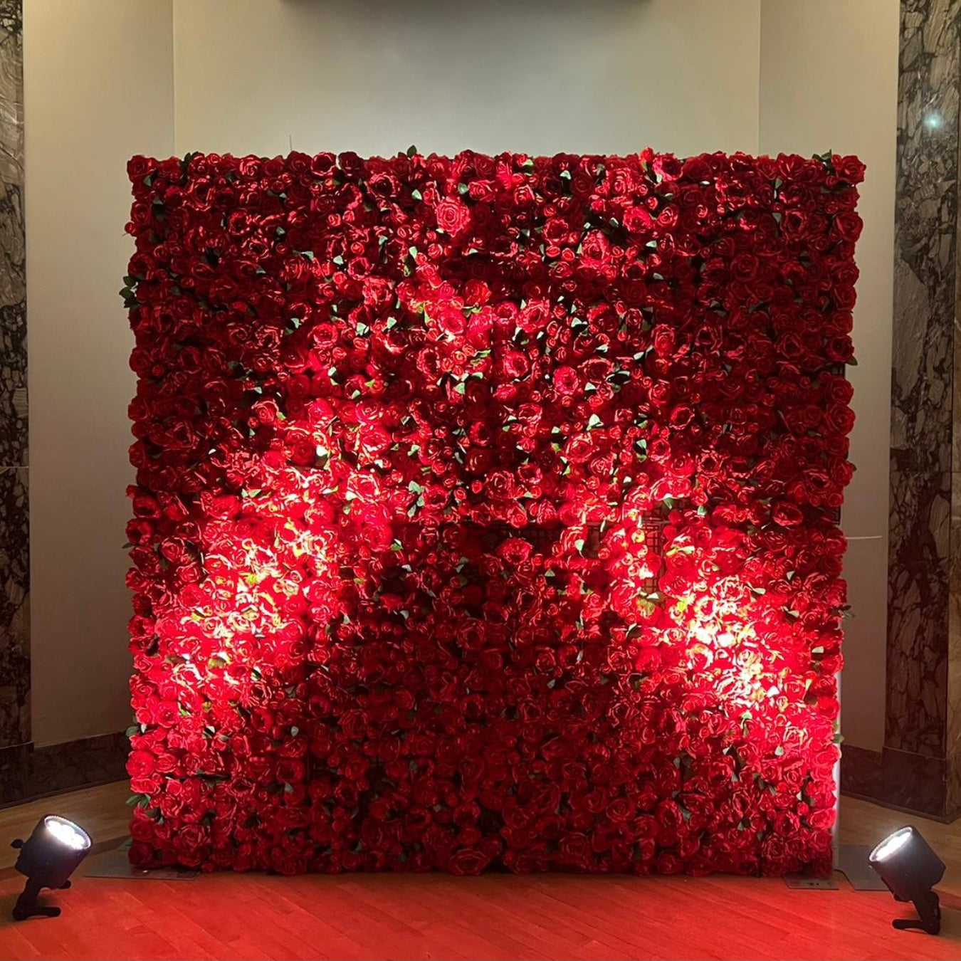 Red Rose Flower Wall Rental