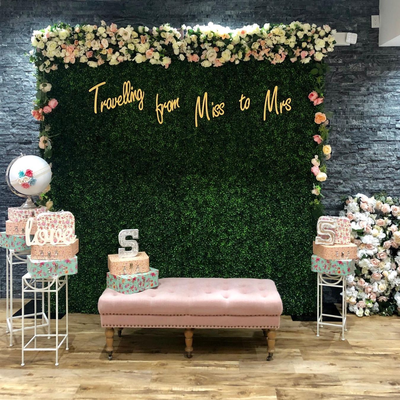 Green High Tea Flower Wall Rental