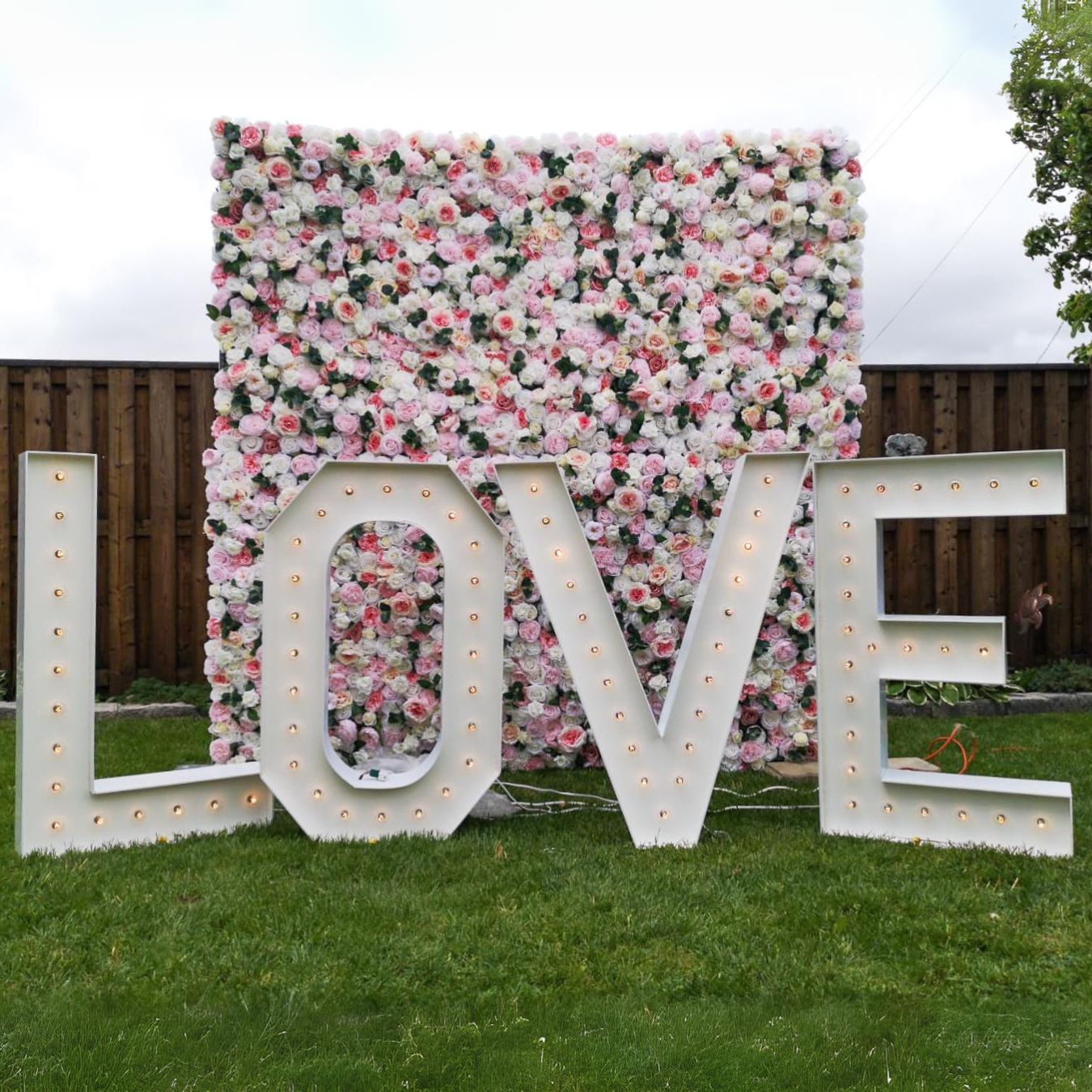 Mixed Flower Wall Backdrop Rental