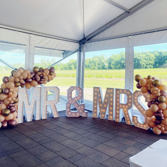MR & MRS Marquee Letters With Lights