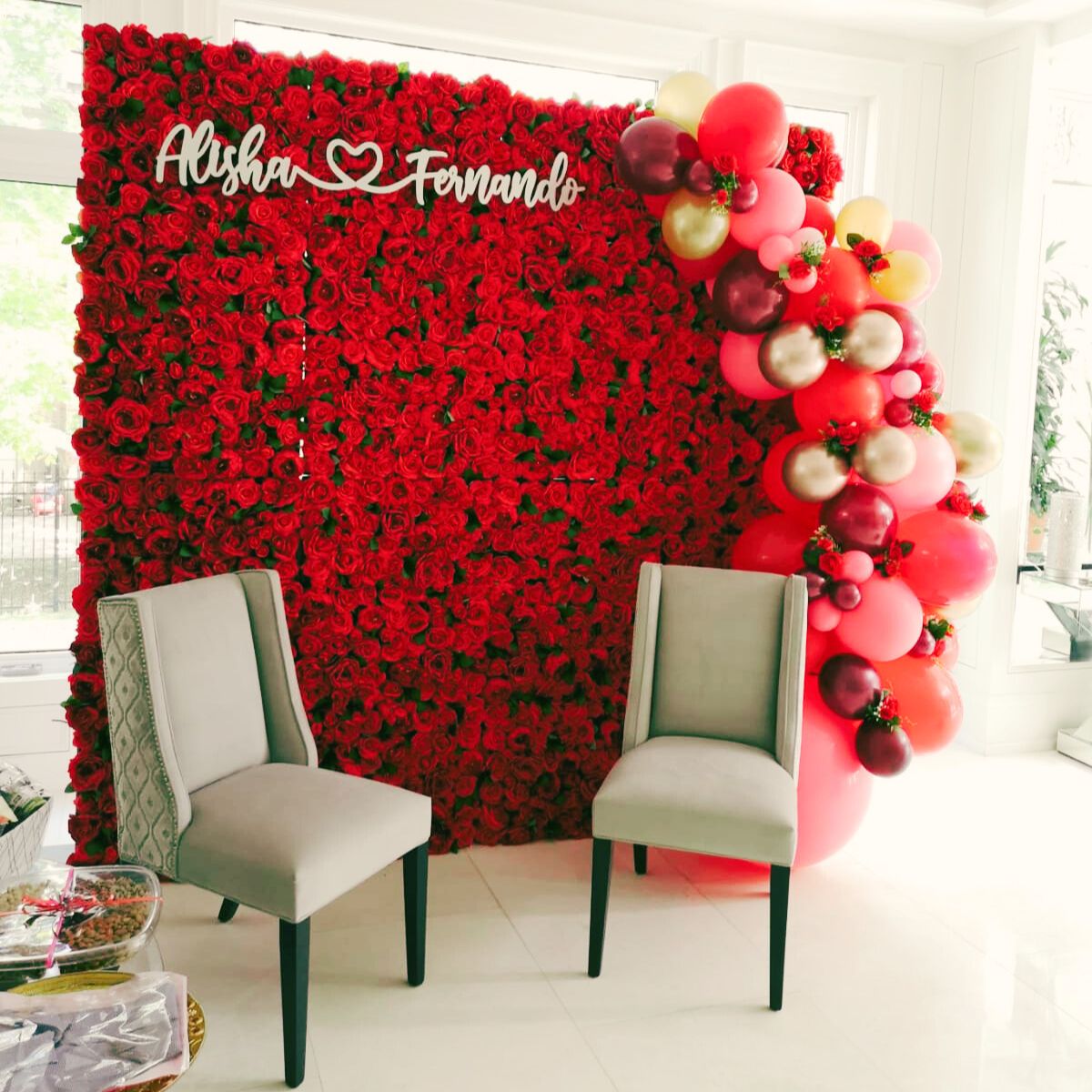 Red Rose Flower Wall