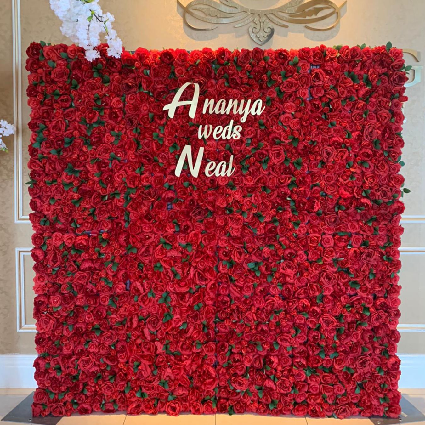 Red Rose Flower Wall Rental